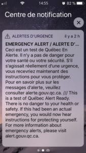 Quebec alerta pública